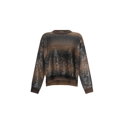 Maglia Donna a girocollo, con paillettes, in misto lana